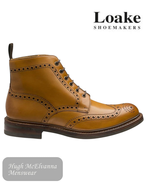 Loake BEDALE Tan Goodyear Welted Brogue Boots - Hugh McElvanna Menswear