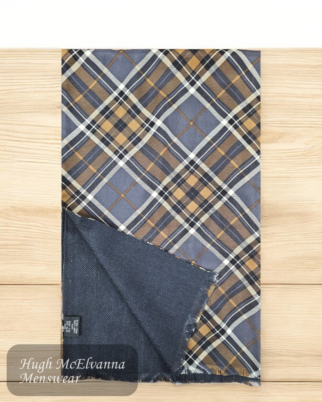 luxurious Brown Silk Reversible Scarf - Hugh McElvanna Menswear