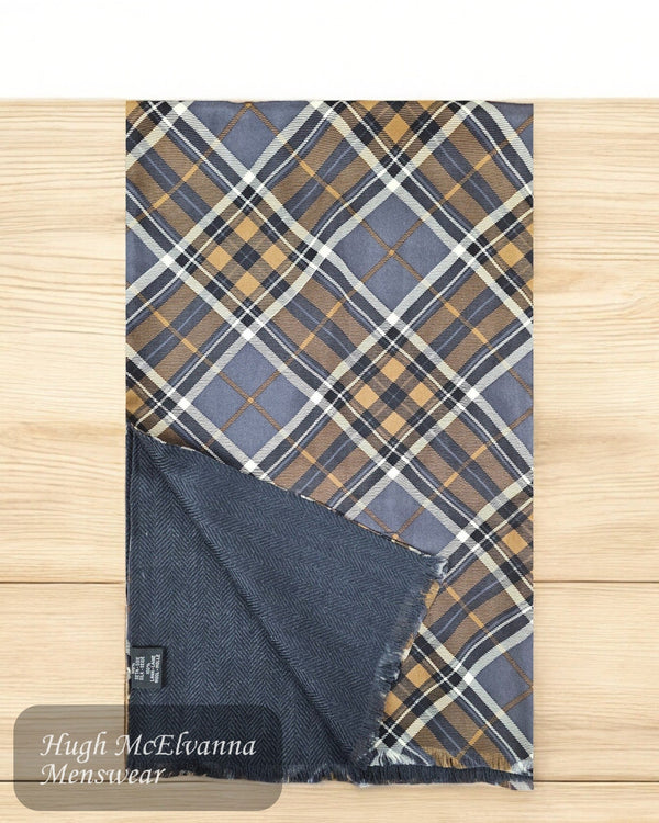 luxurious Brown Silk Reversible Scarf - Hugh McElvanna Menswear