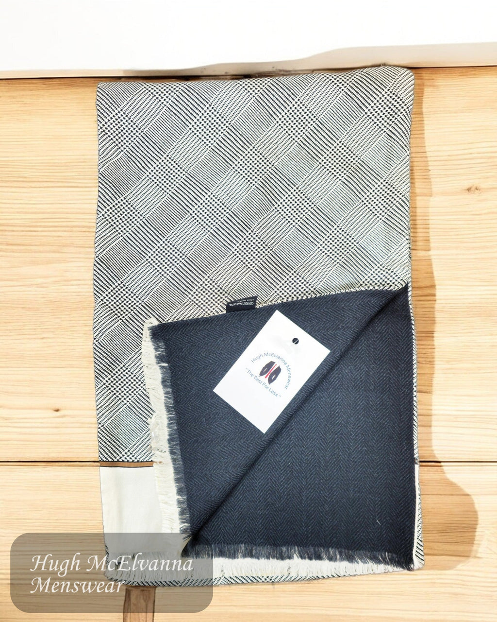 luxurious Taupe Silk Reversible Scarf - Hugh McElvanna Menswear