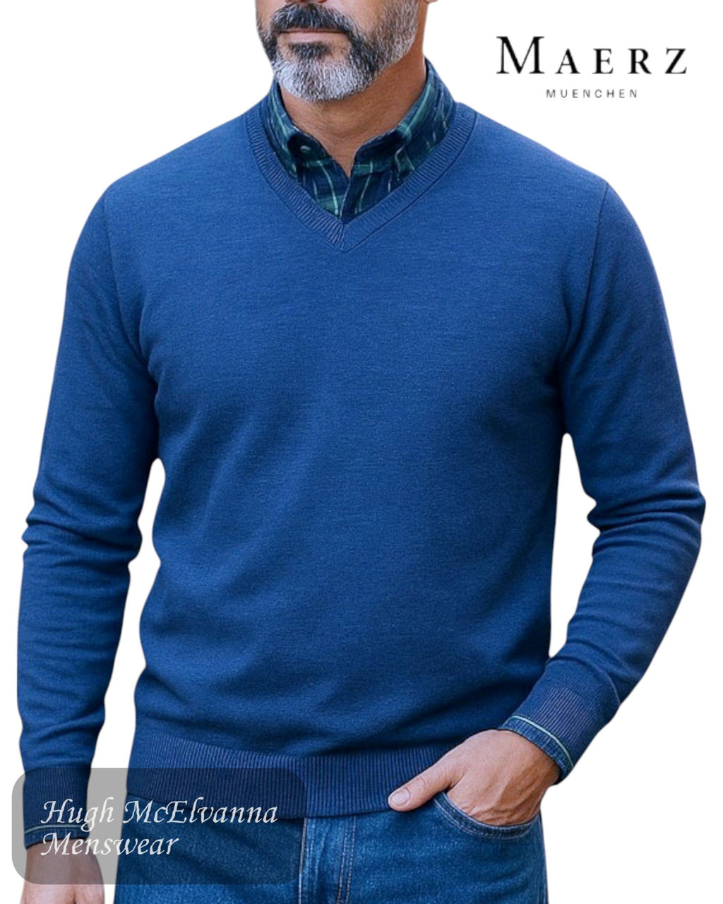 Maerz Merino Wool V‑Neck Sweater - Hugh McElvanna Menswear