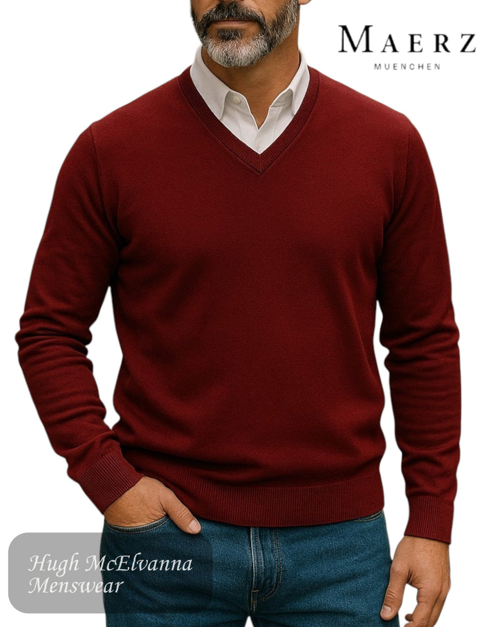 Maerz Merino Wool V‑Neck Sweater - Hugh McElvanna Menswear