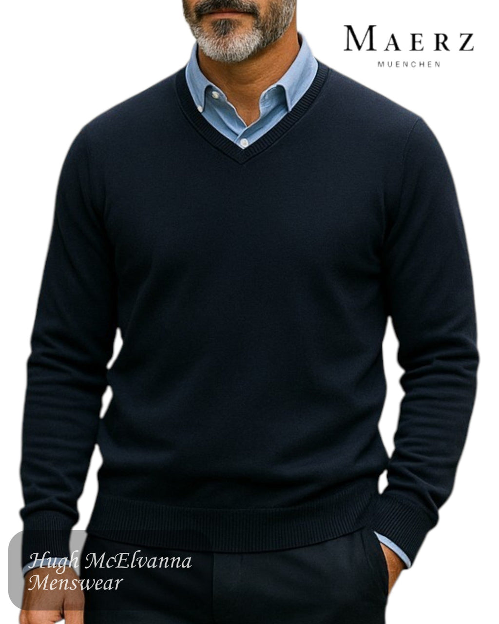 Maerz Merino Wool V‑Neck Sweater - Hugh McElvanna Menswear