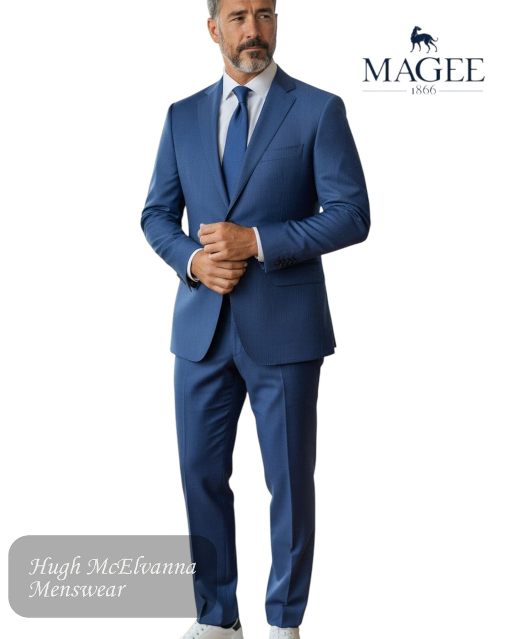 Magee Blue Wool - Rich Stretch 2 Piece Suit – Subtle Stripe Classic Fit – 42004 - Hugh McElvanna Menswear