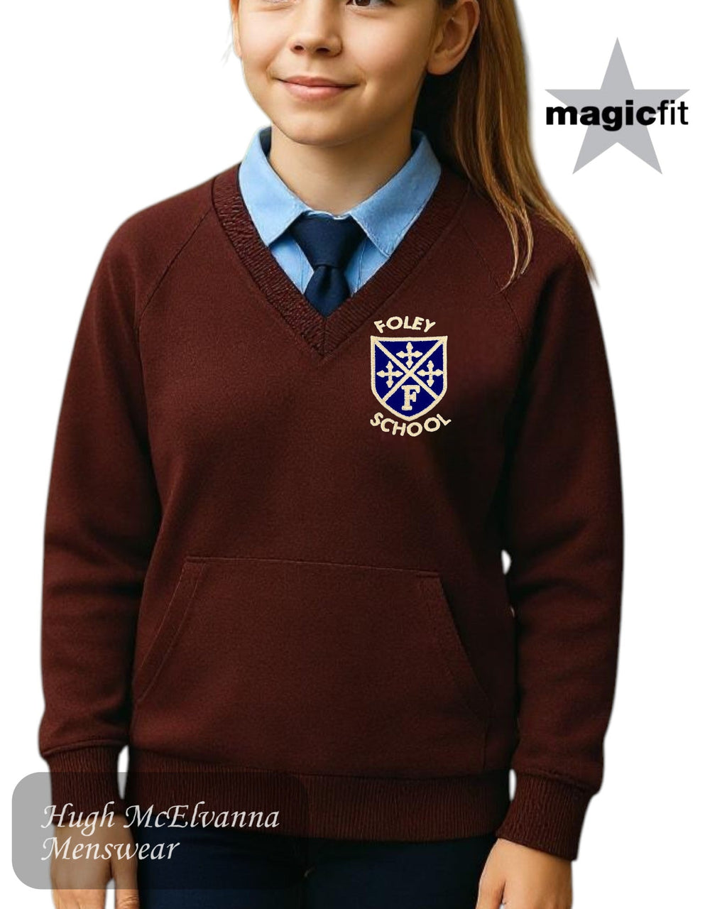Magicfit Foley P.S. Wine V - Neck School Sweater - Hugh McElvanna Menswear