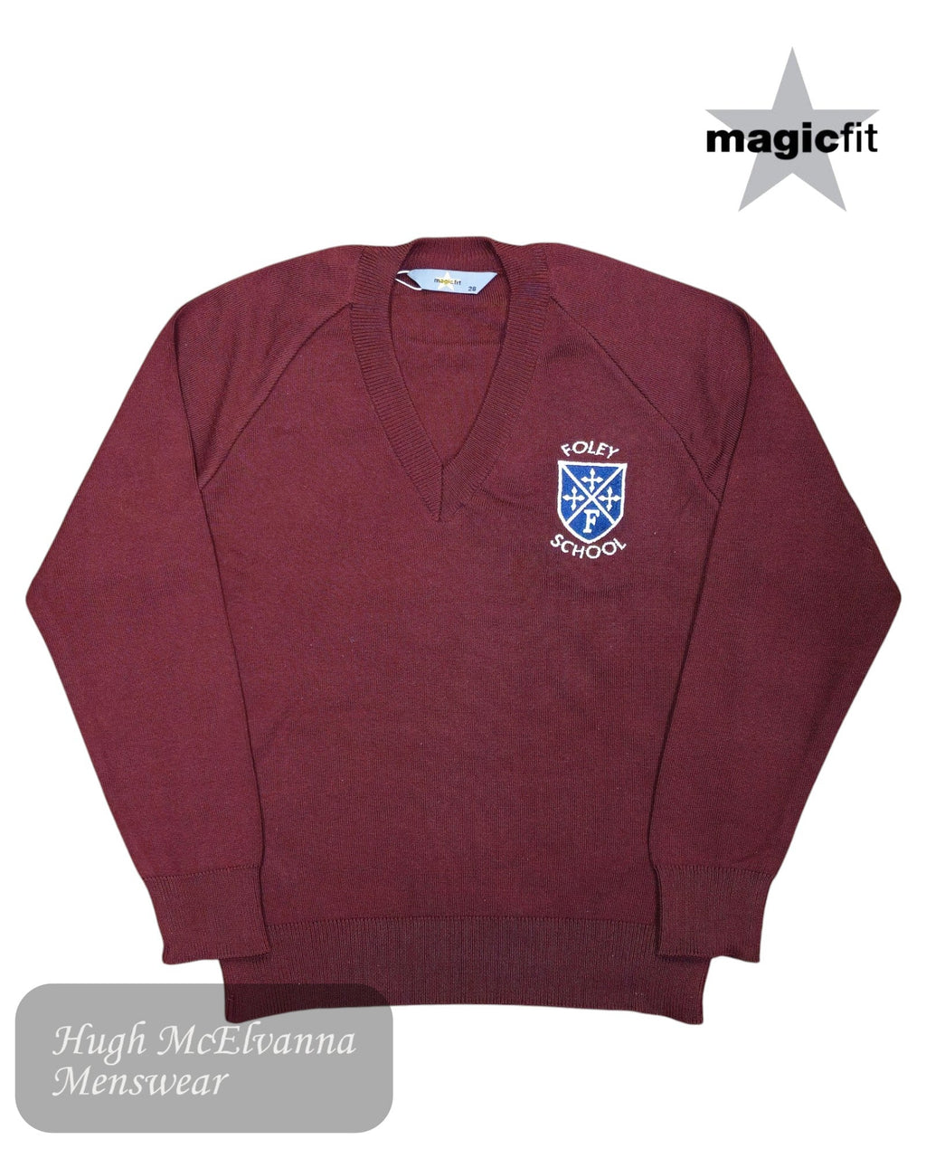 Magicfit Foley P.S. Wine V - Neck School Sweater - Hugh McElvanna Menswear
