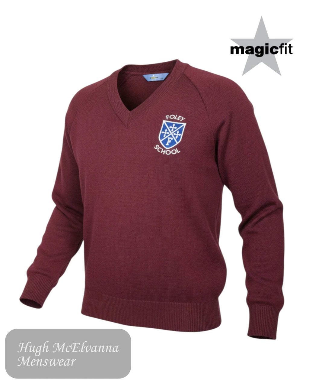 Magicfit Foley P.S. Wine V - Neck School Sweater - Hugh McElvanna Menswear