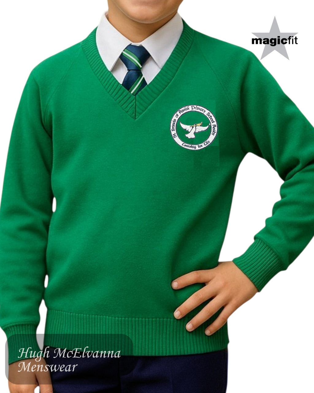 Magicfit St. Francis P.S. Emerald V - Neck School Sweater - Hugh McElvanna Menswear