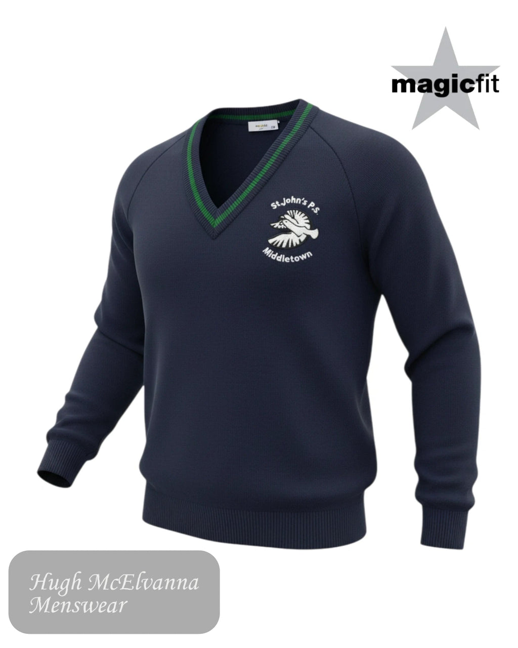 Magicfit St. John's P.S. Middletown V - Neck School Sweater - Hugh McElvanna Menswear