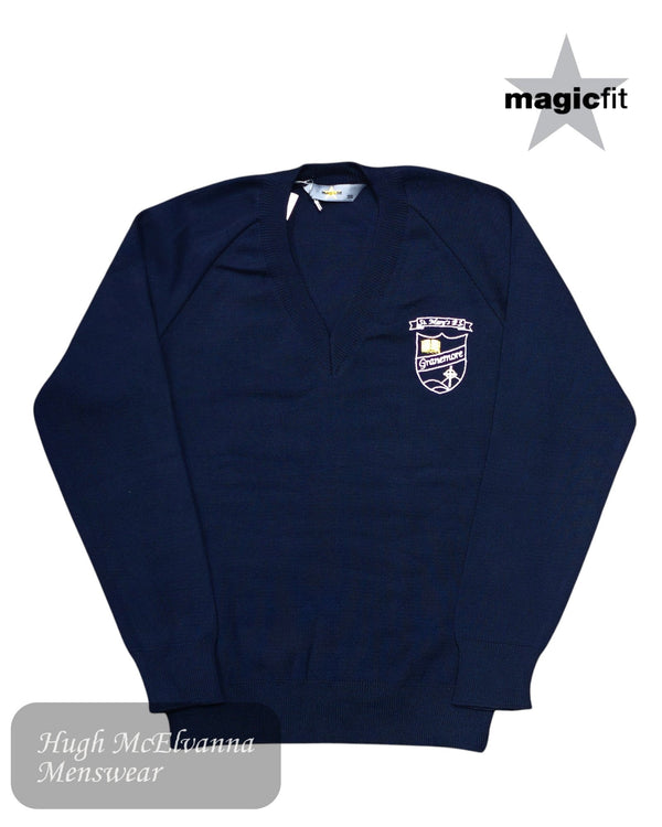 Magicfit St. Mary’s Granemore Navy V - Neck School Sweater - Hugh McElvanna Menswear