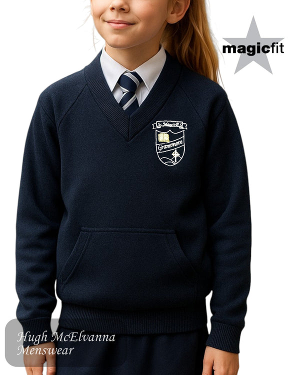 Magicfit St. Mary’s Granemore Navy V - Neck School Sweater - Hugh McElvanna Menswear