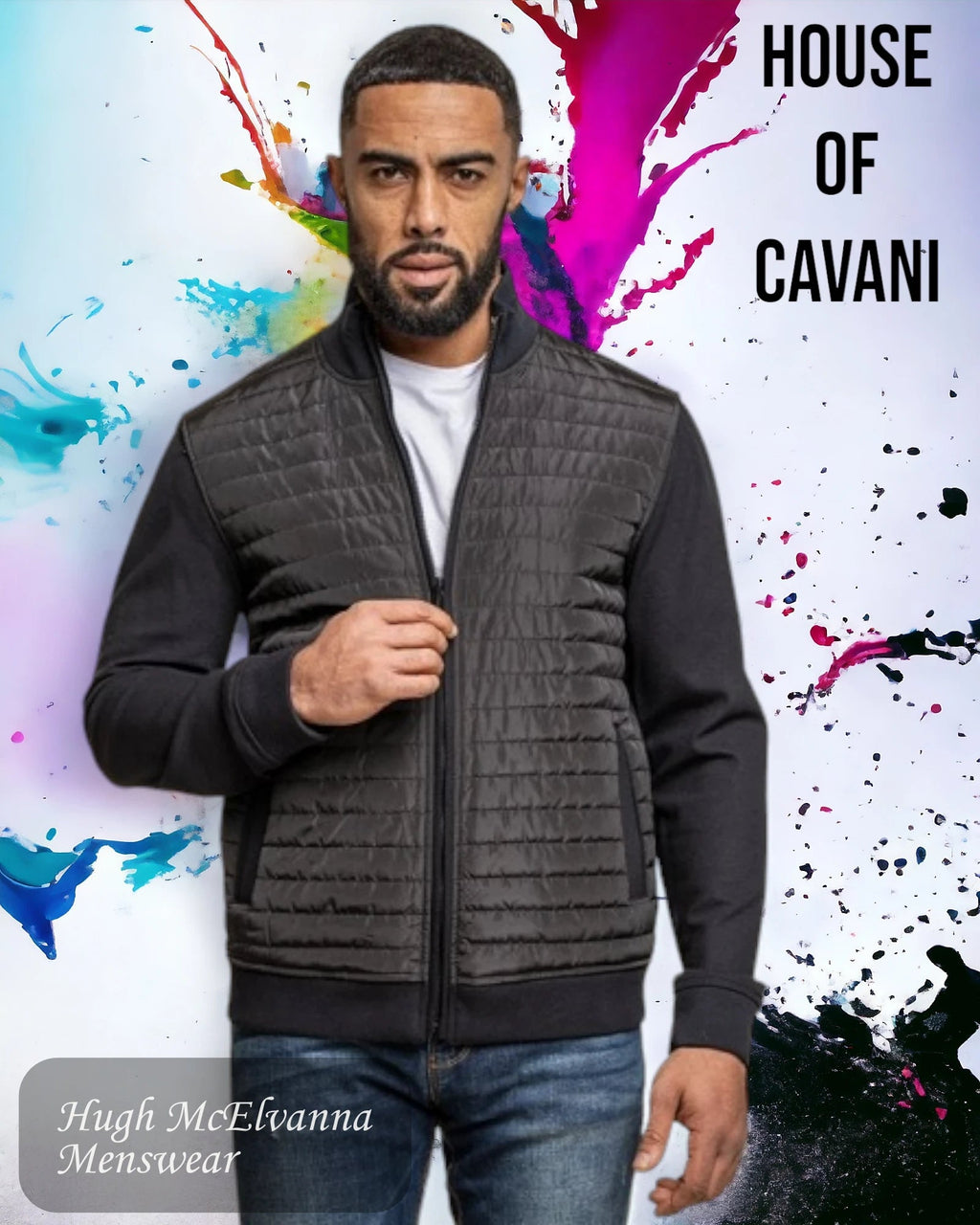 Men's Black House Of Cavani KELSEY Bomber Jacket - Hugh McElvanna Menswear