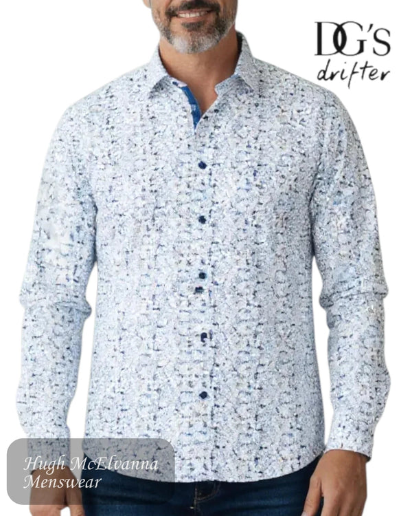 Mens Drifter Blue Long Sleeve Shirt Style: 14496/12 - Hugh McElvanna Menswear
