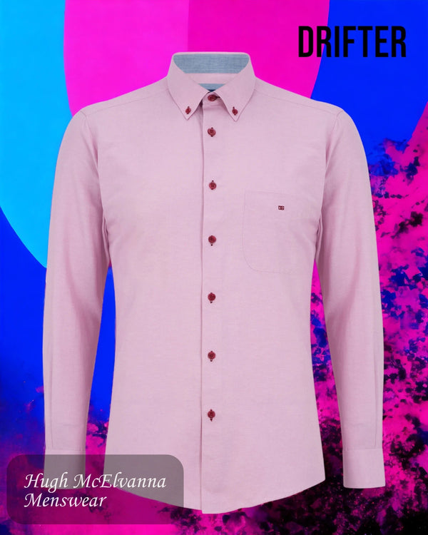 Mens Drifter Pink Long Sleeve Shirt Style: 15178/61 - Hugh McElvanna Menswear