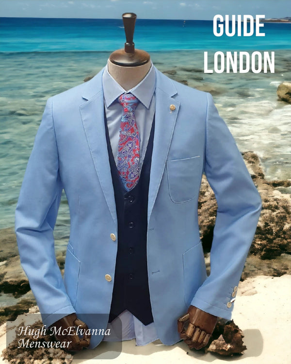 Men's Fashion Sky Blue Blazer by Guide London Style: 3200 - Hugh McElvanna Menswear