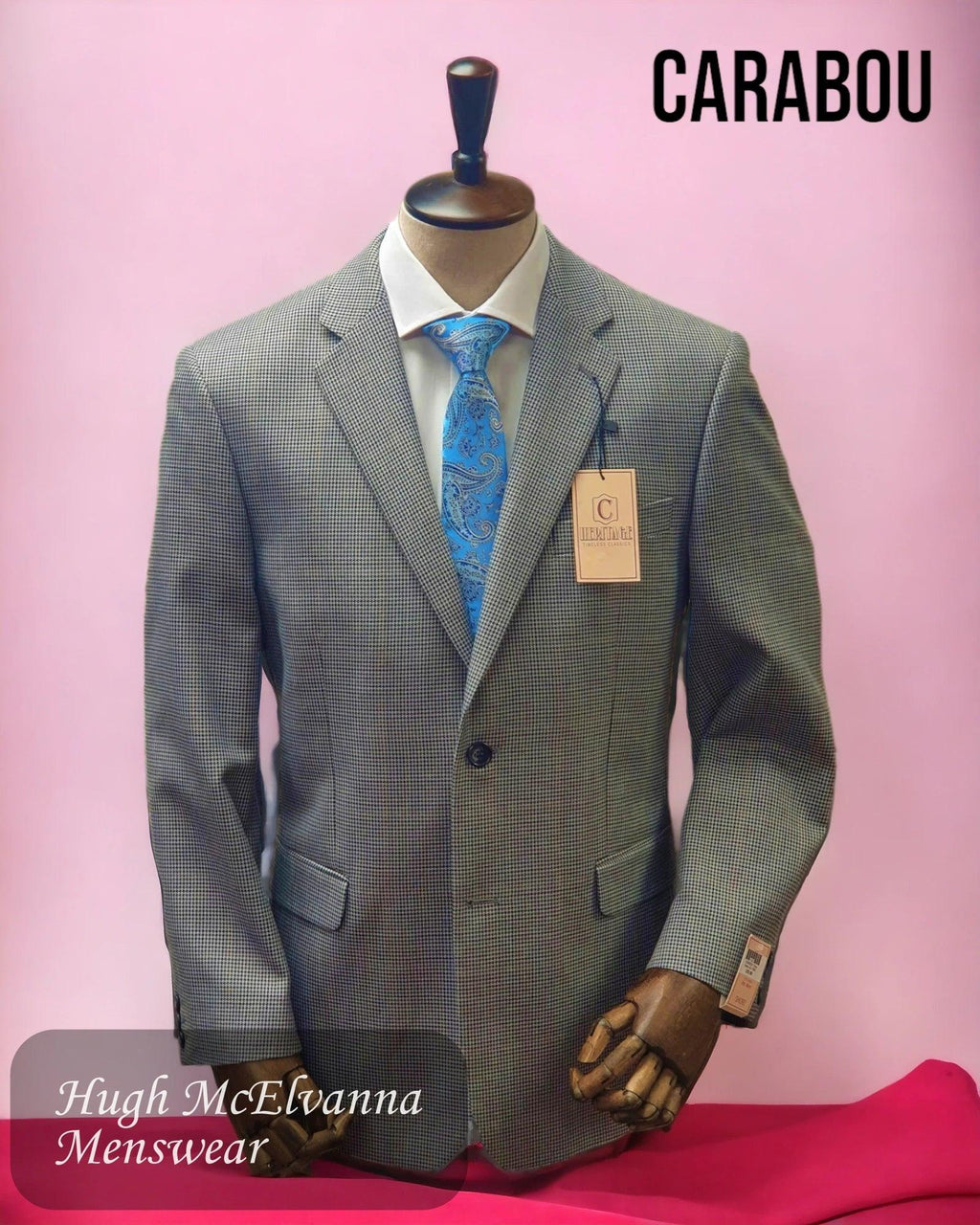 Mens Grey Check Blazer by Carabou Style: Heritage - Hugh McElvanna Menswear