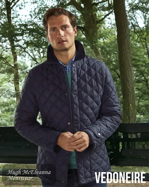 Men's Navy Quilted Jacket by Vedoneire Style: 3172 - Hugh McElvanna Menswear
