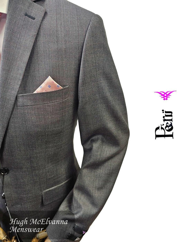 Mens Suit Grey Check 2Pc. Tapered Fit by Peru Style: S2693/2 - Hugh McElvanna Menswear