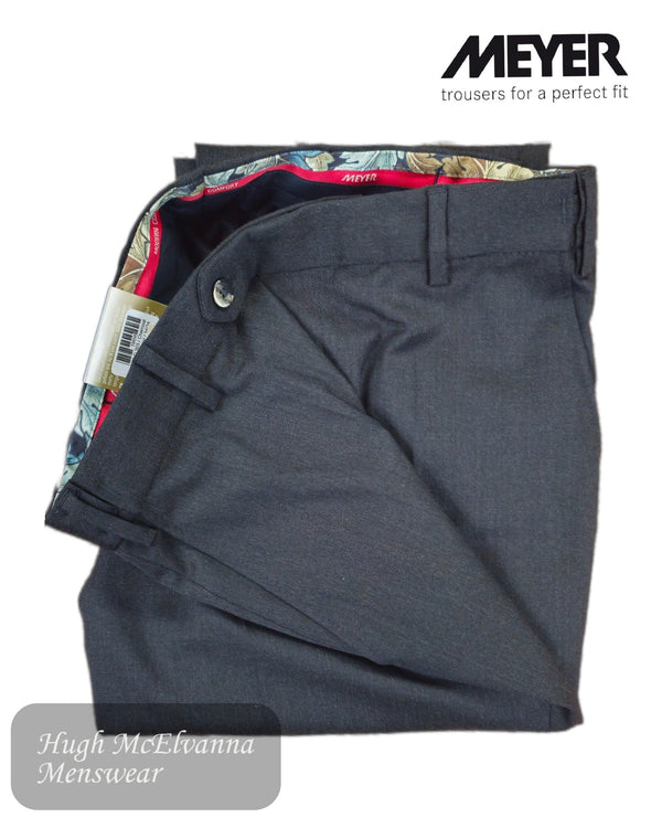 Meyer Charcoal Grey OSLO Dress Trousers With Stretch Waist | Style 303 - 08 - Hugh McElvanna Menswear