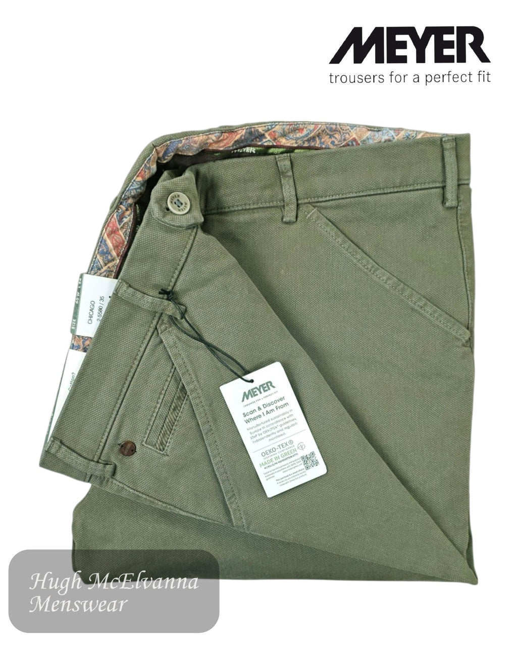 Meyer CHICAGO 5580/35 Stone Cotton Trouser - Hugh McElvanna Menswear