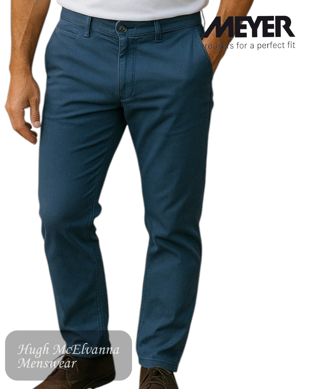 Meyer CHICAGO 5606/18 Navy Cotton Twill Trouser - Hugh McElvanna Menswear