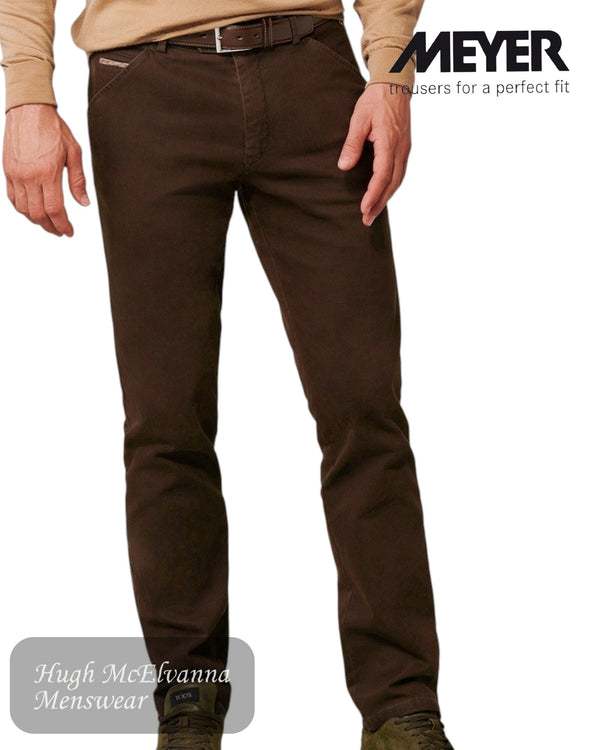 Meyer CHICAGO 5606/38 Brown Cotton Twill Trouser - Hugh McElvanna Menswear
