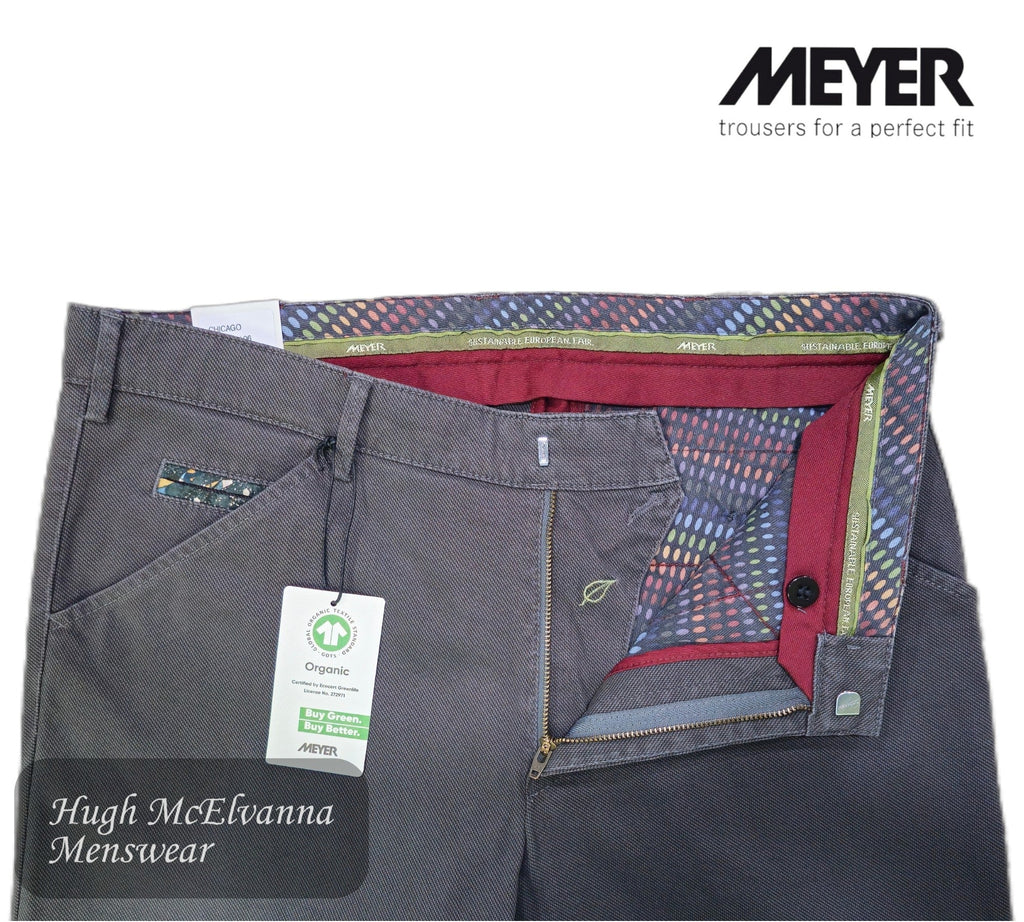 Meyer Chicago 5613 - 06 Charcoal Grey Organic Cotton Trousers - Hugh McElvanna Menswear
