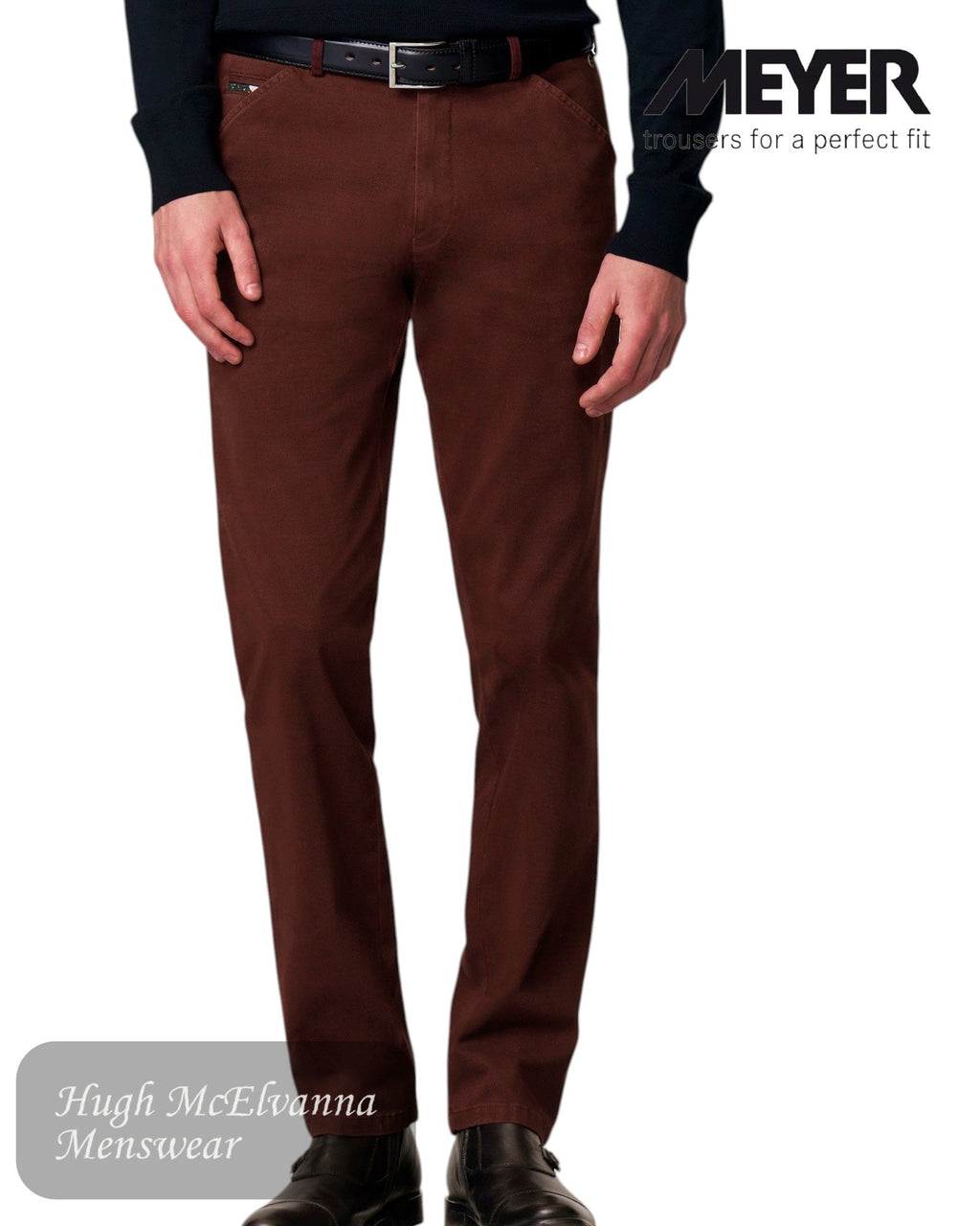 Meyer CHICAGO 5613/48 Burgundy Cotton Chino with Jean - Style Pockets - Hugh McElvanna Menswear