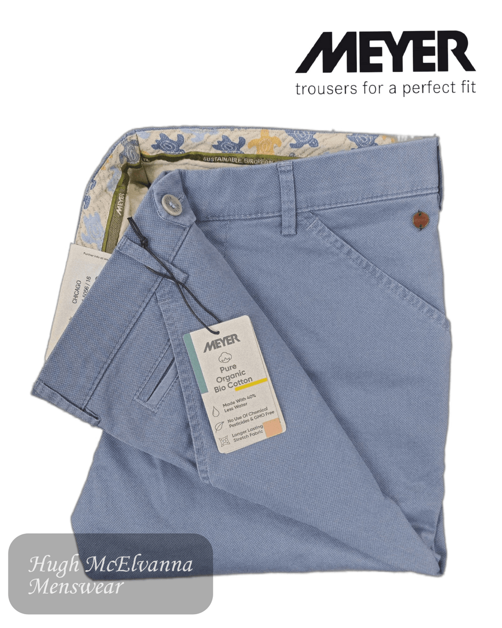 Meyer CHICAGO Blue Stretch Trouser – 5056 - 16 - Hugh McElvanna Menswear