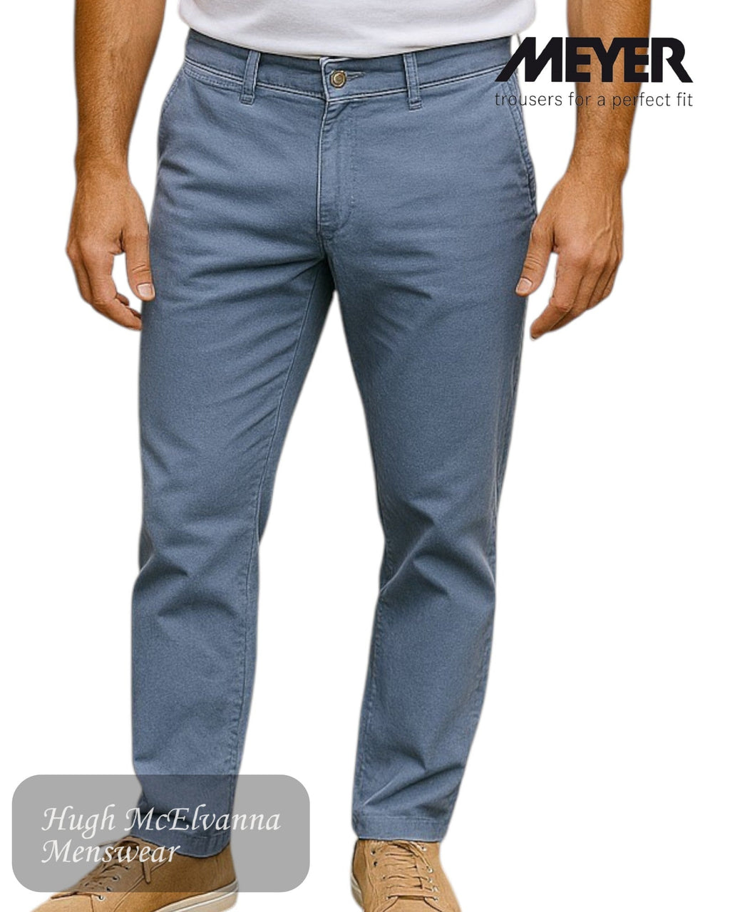Meyer CHICAGO Blue Stretch Trouser – 5056 - 16 - Hugh McElvanna Menswear