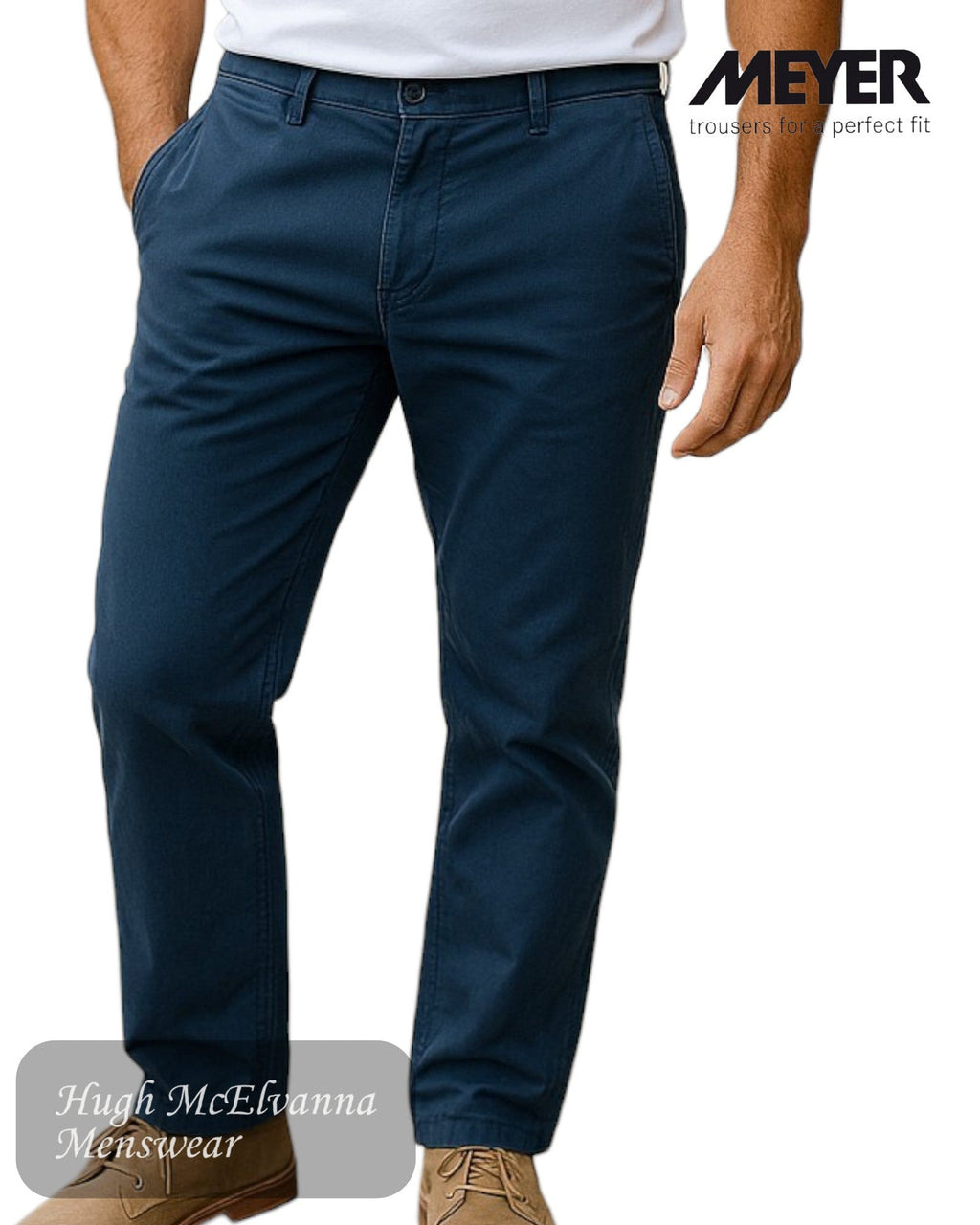 Meyer Chicago Navy Organic Cotton Trousers – 5545/19 - Hugh McElvanna Menswear