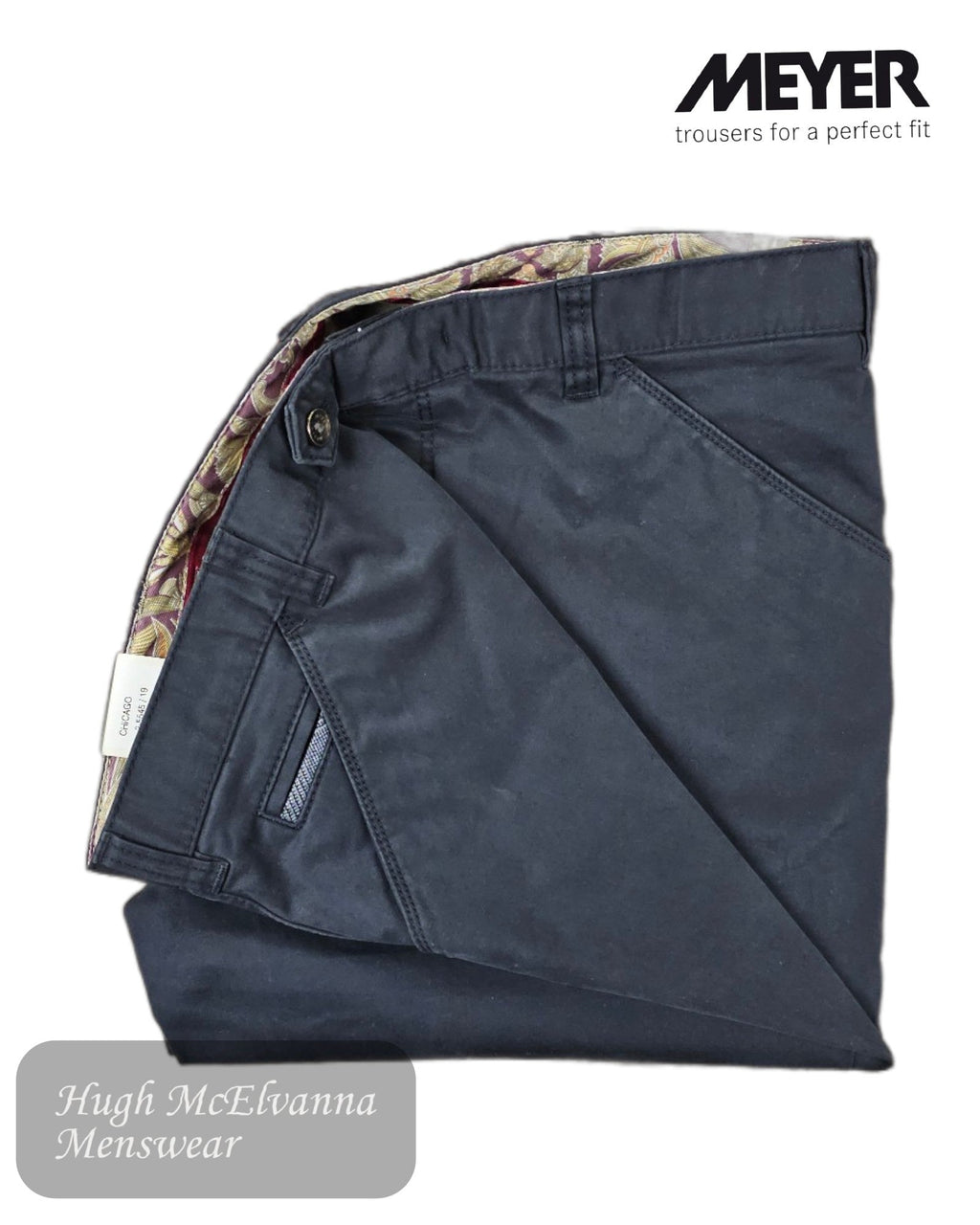 Meyer Chicago Navy Organic Cotton Trousers – 5545/19 - Hugh McElvanna Menswear