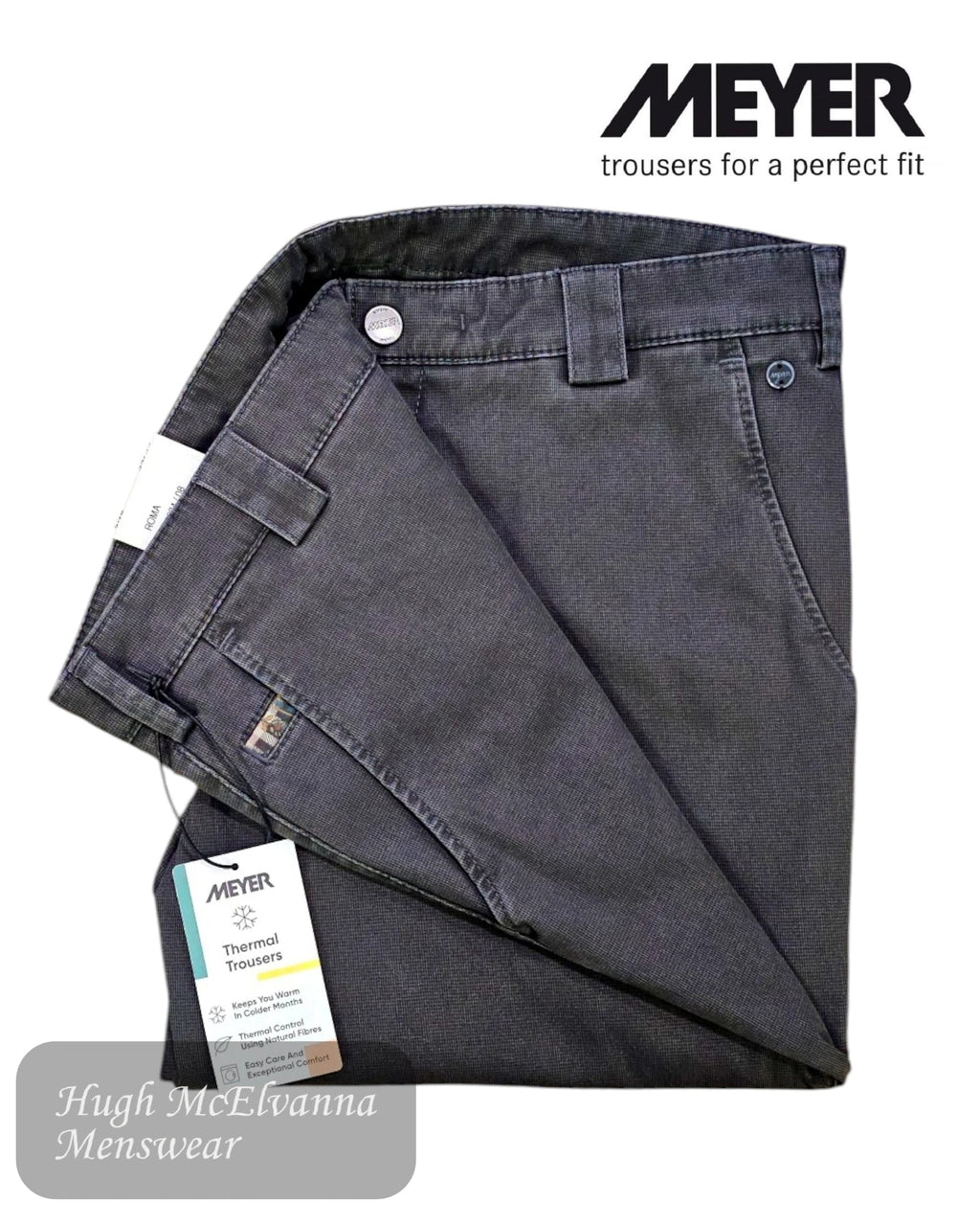 Meyer Grey Thermo Winter Trousers 3934/08 Flat Folded - Hugh McElvanna Menswear