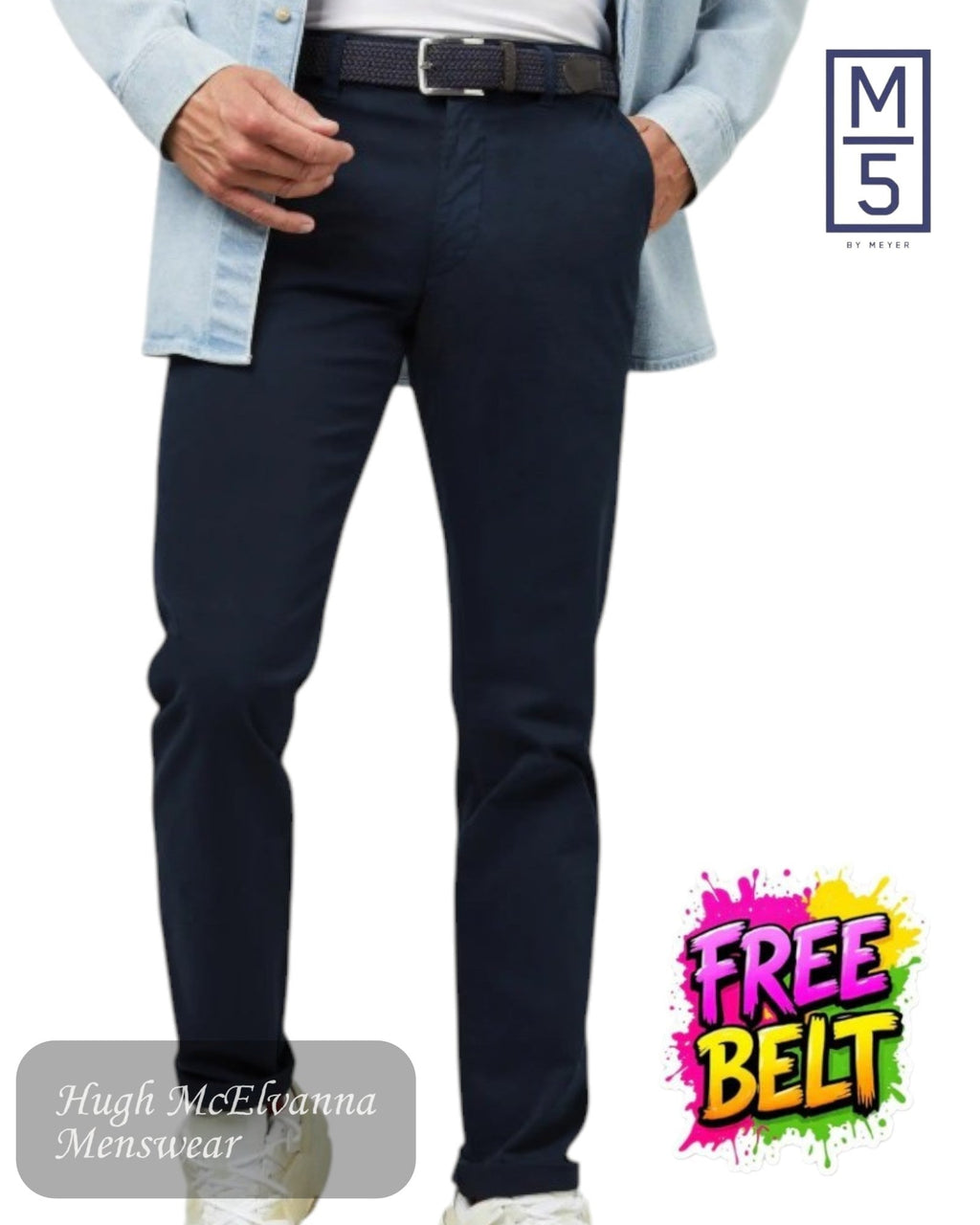 Meyer M5 Navy Blue Chino for Men 6001/19 - Hugh McElvanna Menswear