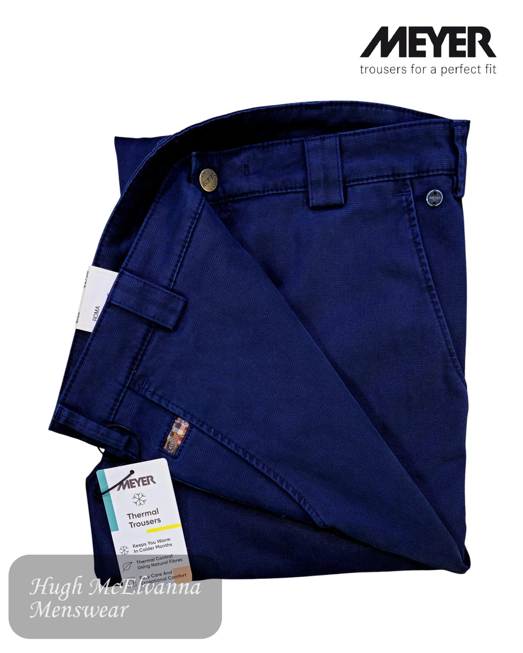 Meyer Navy Thermo Winter Trousers Folded 3934/17 - Hugh McElvanna Menswear