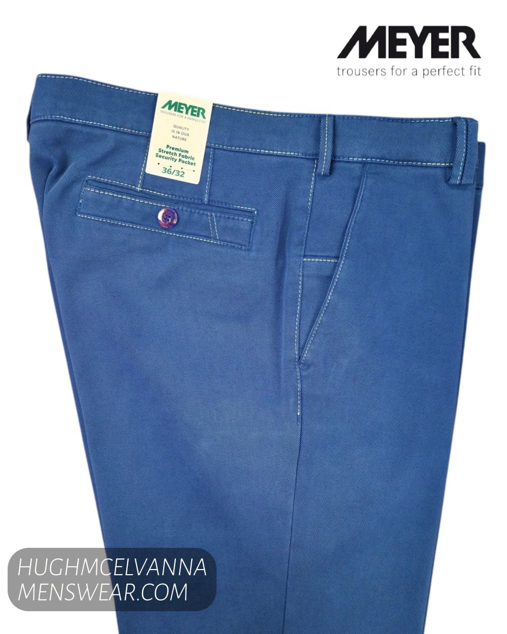 Meyer New York 3615-17 Organic Cotton Trousers close up of the stitching contast