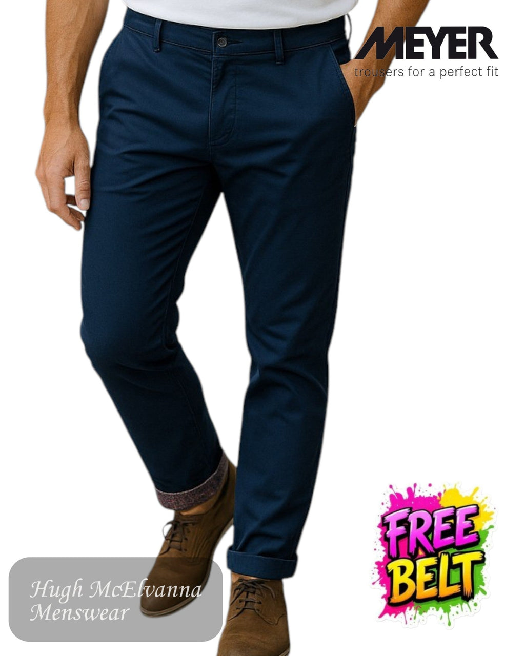 Meyer NEW YORK 3917/18 Blue THERMO Trouser - Hugh McElvanna Menswear