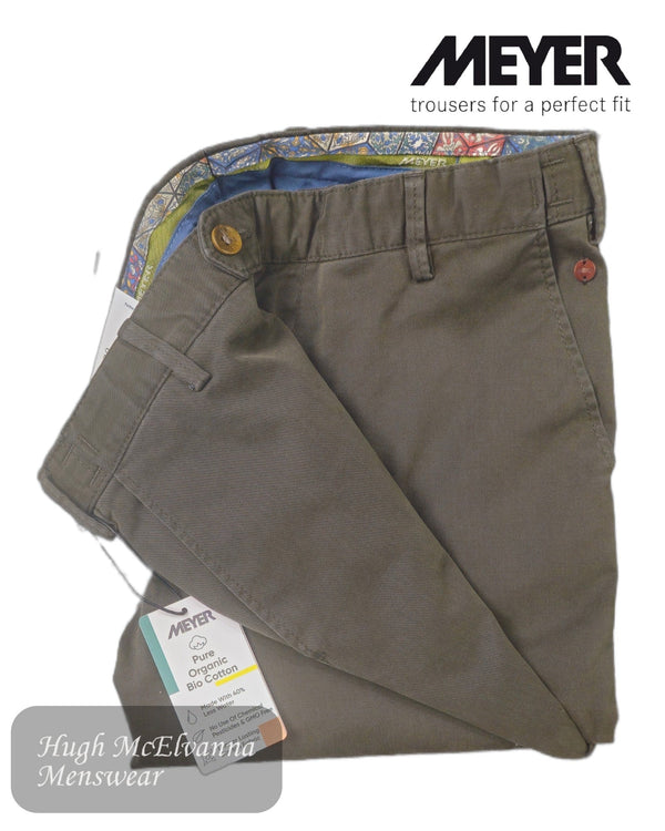 Meyer OSLO Green Cotton Trouser with Stretch Waist – 316/29 - Hugh McElvanna Menswear
