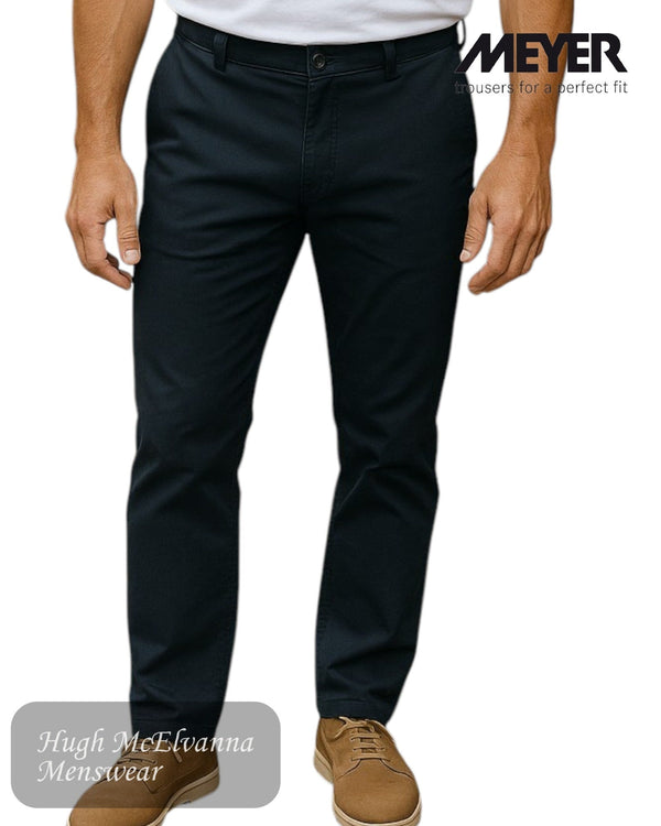 Meyer OSLO Navy Stretch Waist Travel Trouser – 316/18 - Hugh McElvanna Menswear