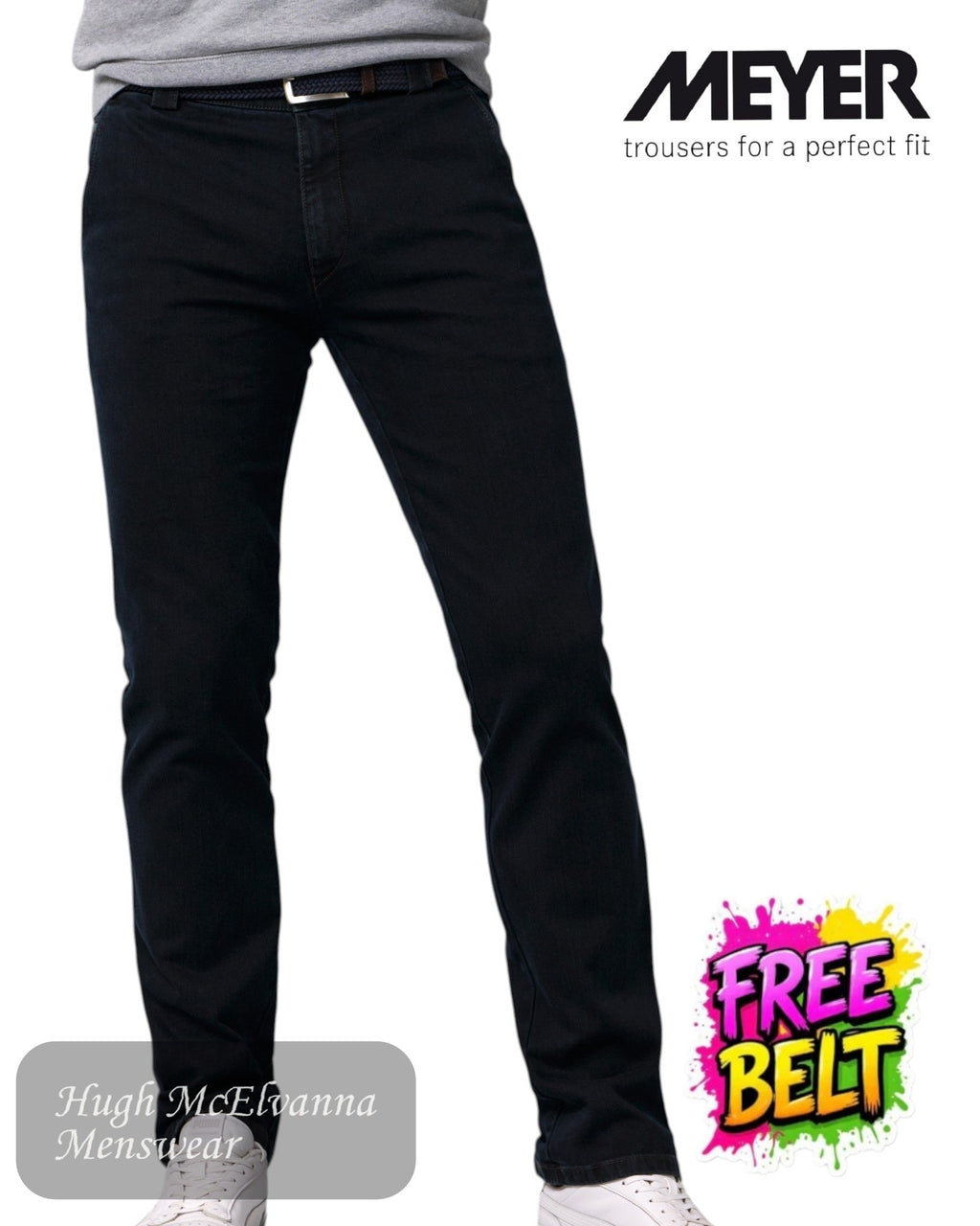 Meyer Roma 629 - 19 Blue/Black Denim Trouser - Hugh McElvanna Menswear