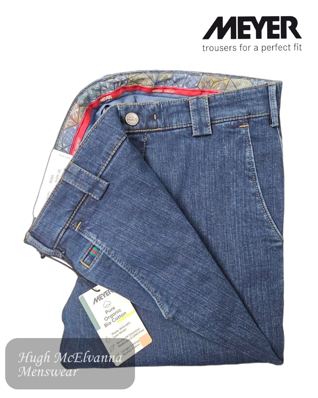 Meyer Roma 629 - 20 Stonewash Denim Trouser - Hugh McElvanna Menswear