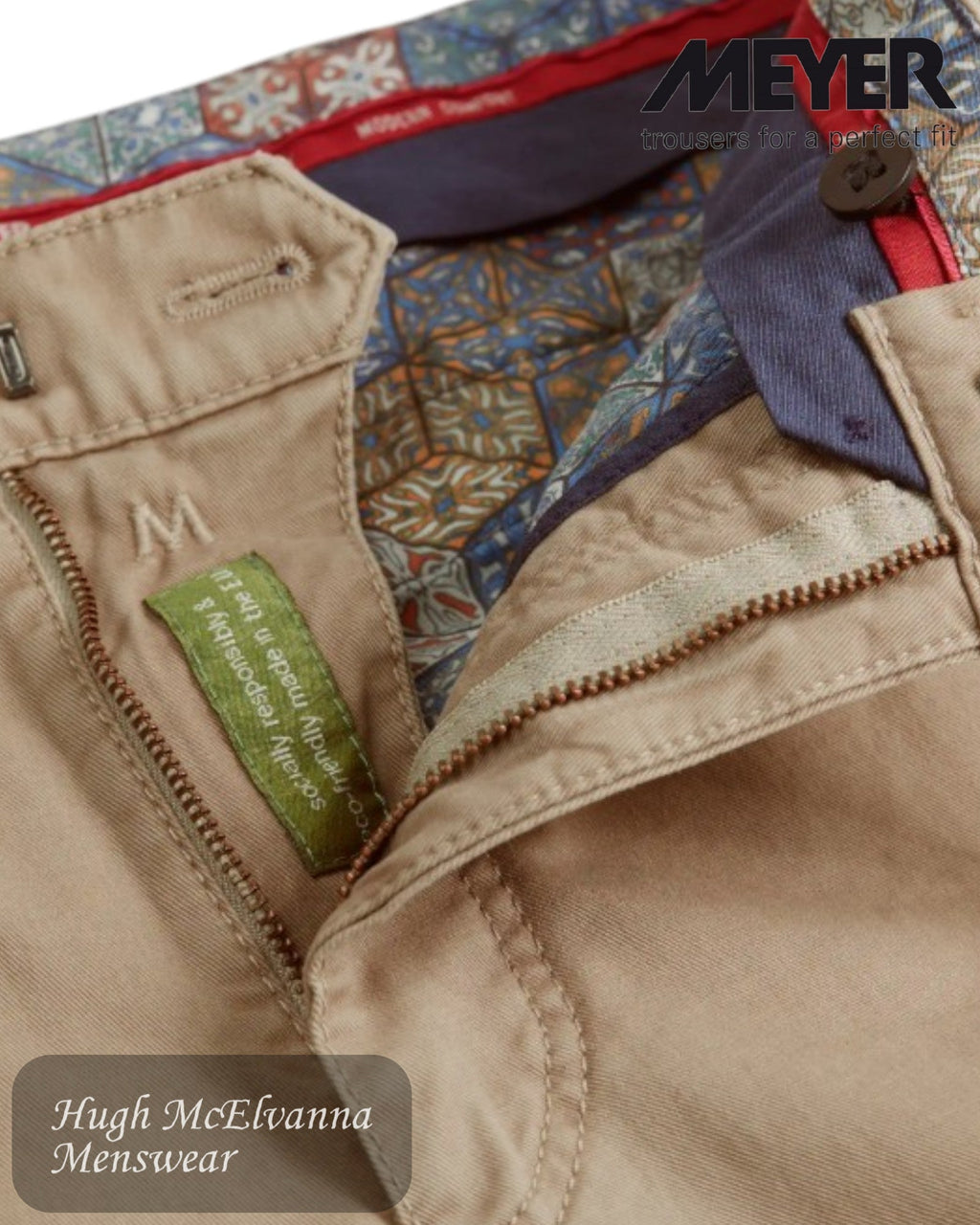 Meyer ROMA Beige Cotton Stretch Chino – 316/33 - Hugh McElvanna Menswear