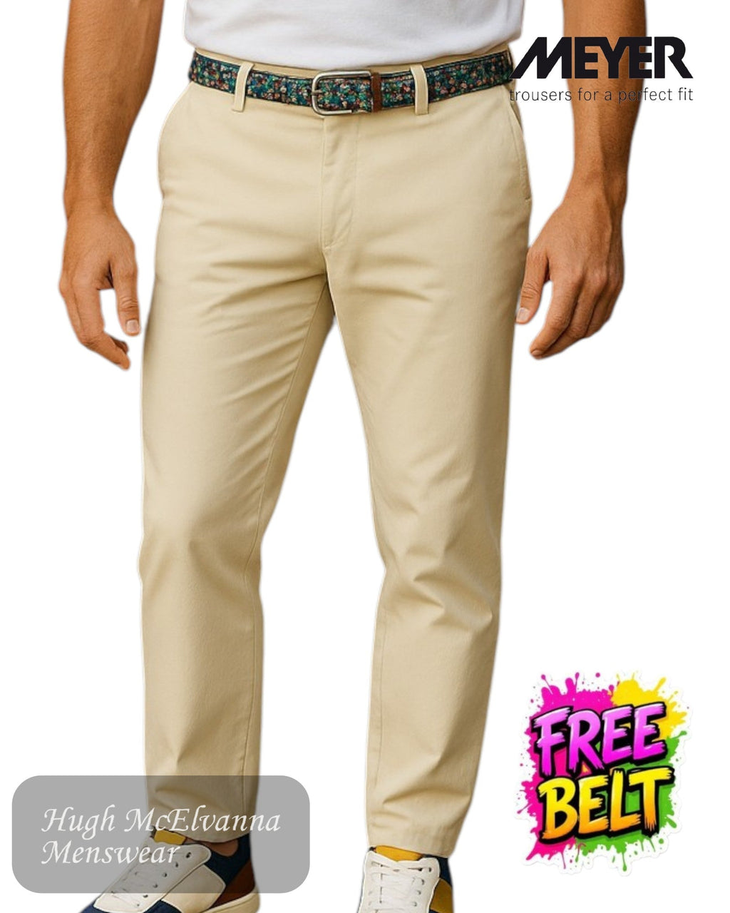 Meyer ROMA Beige FAIR TRADE Cotton Trouser – 3001/32 - Hugh McElvanna Menswear