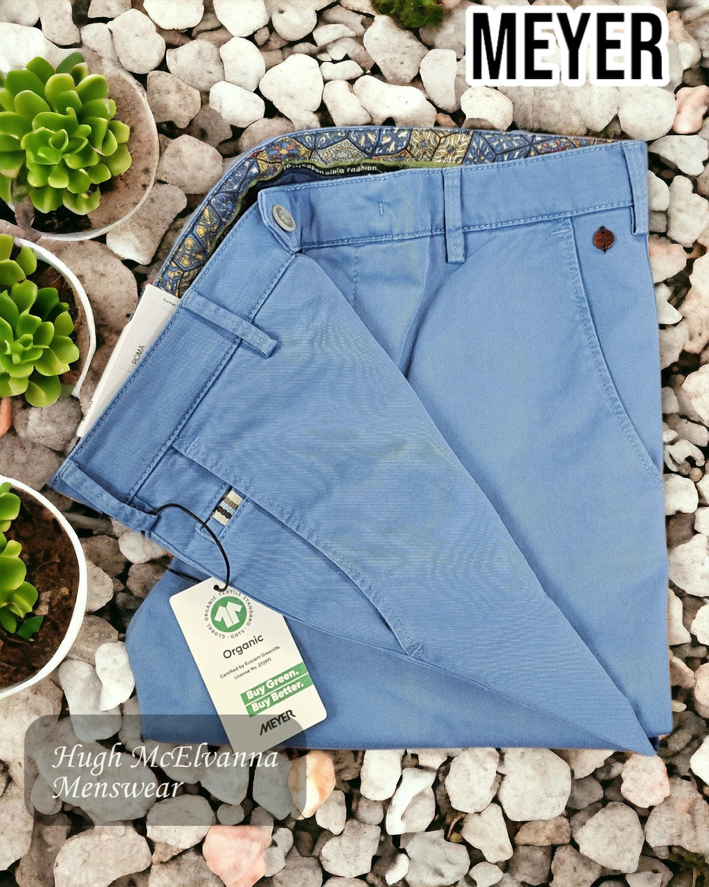 Meyer ROMA Blue Organic Cotton Trouser – 316/13 - Hugh McElvanna Menswear