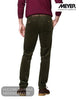Rear view of male model wearing Meyer Roma stretch corduroy trousers showing regular fit cut
