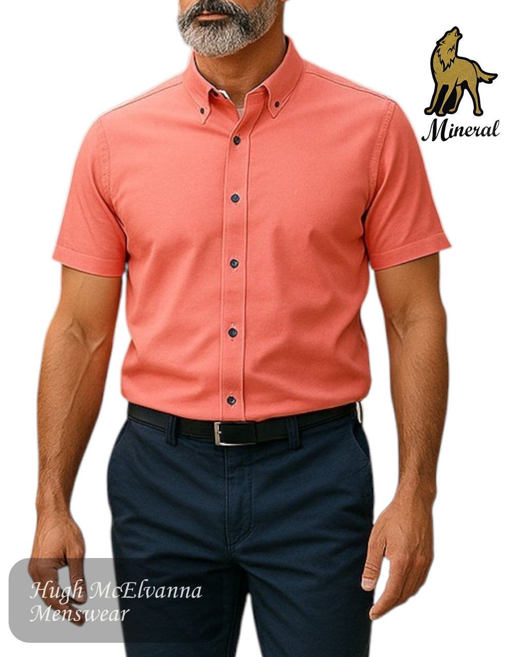 Mineral ANDAR Coral Short Sleeve Shirt - Hugh McElvanna Menswear
