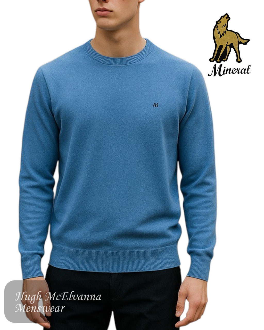 Mineral ARIANA Crew Neck Sweater – 100% Cotton Classic Knitwear for Men - Hugh McElvanna Menswear