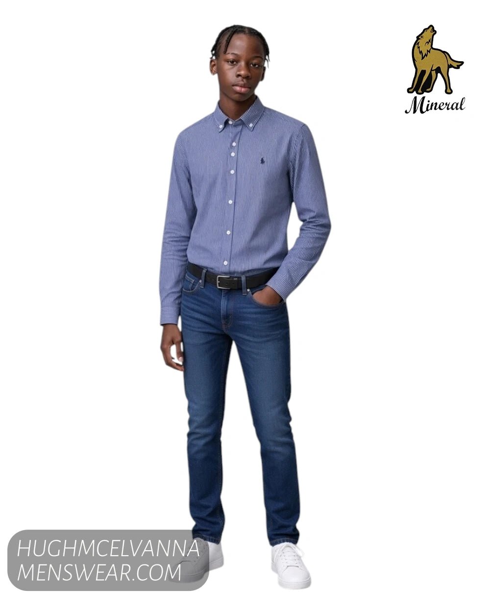 Mineral Bantry Long Sleeve Shirt in Blue - Hugh McElvanna Menswear - Shirts & Tops