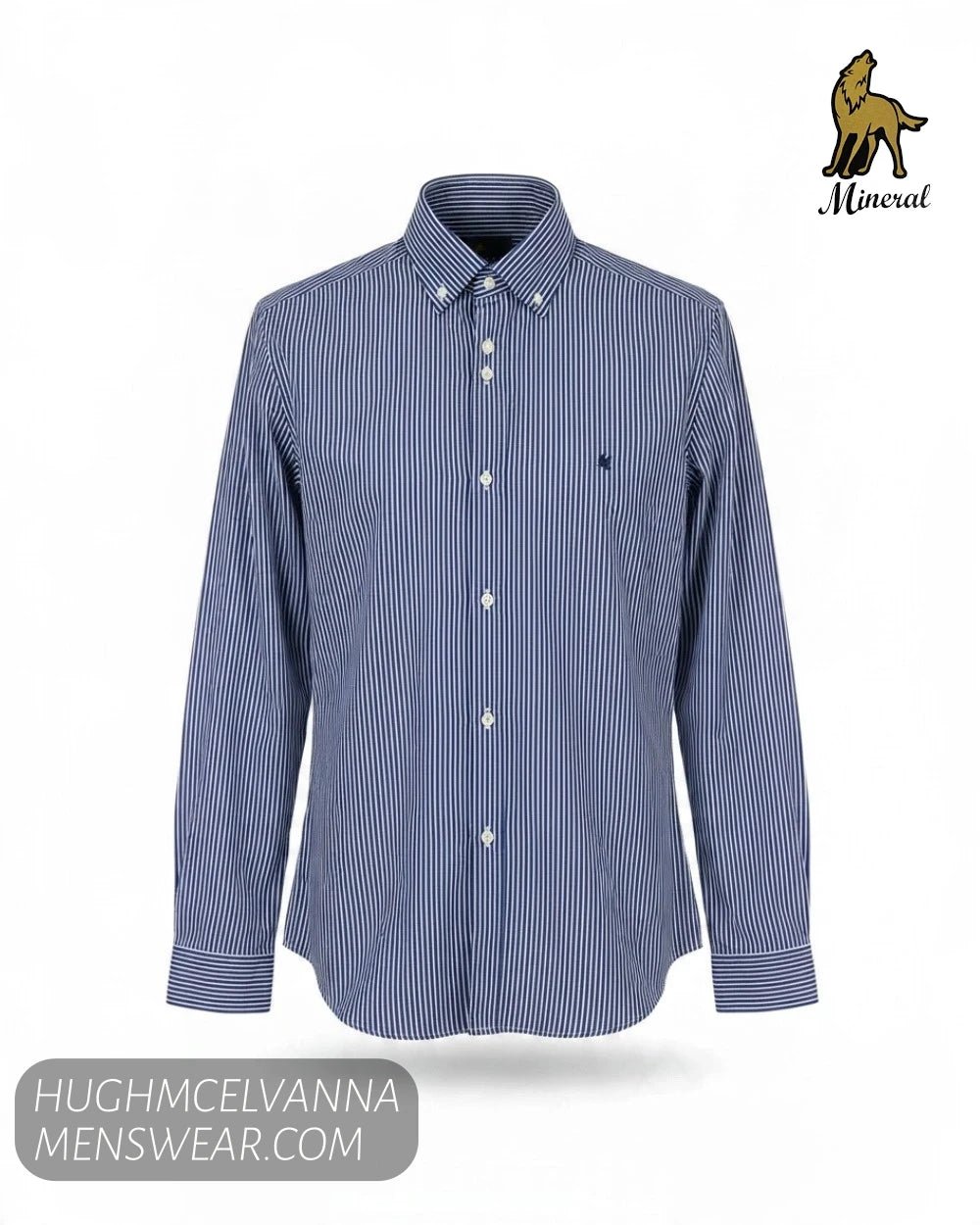 Mineral Bantry Long Sleeve Shirt in Blue - Hugh McElvanna Menswear - Shirts & Tops