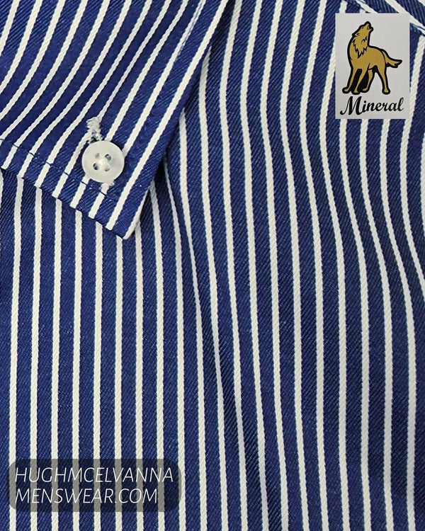 Mineral Bantry Long Sleeve Shirt in Blue - Hugh McElvanna Menswear - Shirts & Tops